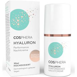 Cosphera Crema da notte Hyaluron 100% vegana - Cura notturna per rughe, borse e occhiaie 30 ml - Crema viso per donne e uomini