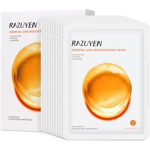 RAZUYEN Maschere Viso Per Fogli (10 Pezzi), Super Idratante e Antirughe, Maschera Per Tutti i Tipi di Pelle, Maschere Viso in Tessuto CON Acido Ialuronico e Peptide