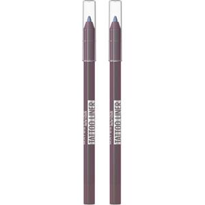 Maybelline New York Tattoo Liner Galactic Chrome Matita Occhi in Gel Effetto Tatuaggio Waterproof Tratto Intenso Uniforme e Scorrevole fino a 36 ore Colore 822 Space Graphite - 2 Matite