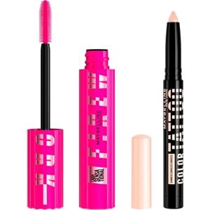 Maybelline New York Mascara Ciglia Sensazionali Firework Volume Apertura dello Sguardo Scovolino Setole a Spirale 24H + Color Tattoo Stick 3in1 Ombretto Matita Primer Colore I Am Shining - Set da 2