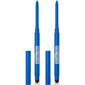 Maybelline New York Tattoo Liner Automatic Matita Occhi in Gel Waterproof Lunga Tenuta 36H con Spugnetta per Sfumare Colore Sleepless Sapphire - 2 Cosmetici