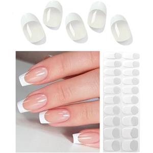 Wahrshei Unghie Gel Adesive UV | T French Tips Smalto Adesivo Gel UV | 20 PCS Pellicola per Unghie Autoadesiva | Adesivi per unghie in gel, Impacchi di Smalto Gel per Unghie