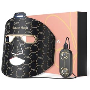 IBORRIA Maschera LED per Viso, Terapia della Luce con 3 Colori nel Vicino Infrarosso, LED Face Mask con Silicone Flessibile, Terapia con Luce Rossa a Casa per Tutti i Tipi di Pelle (Nero Classico)