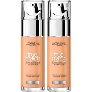 L'Oréal Paris True Match Fondotinta Liquido 24H Modulabile Traspirante Coprente Idratante Levigante a Lunga Tenuta Formula Leggera con Acido Ialuronico Colore 5.5R/C Rose Sun - 2 Flaconi da 30 ml