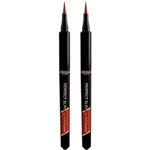 L'OREAL PARIS L'Oréal Paris Perfect Slim Superliner Eyeliner Penna Waterproof a Lunga Tenuta con Punta Ultra Sottile Applicazione Facile Tratto Preciso Colore 03 Brown - 2 cosmetici