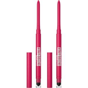 Maybelline New York Tattoo Liner Automatic Matita Occhi in Gel Waterproof Lunga Tenuta 36H con Spugnetta per Sfumare Colore Burgundy Break - 2 Cosmetici