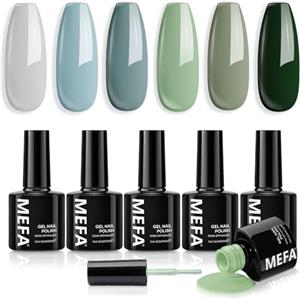 MEFA Smalto Semipermanente Unghie, Vert 6 Colori Smalti Semipermanenti per Unghie, Soak-Off UV Gel per Natale Nail Art Smalto Gel Professionali Kit