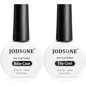 JODSONE Set di 2 flaconi da 10 ml di smalto gel base coat top coat superficie luminosa a casa fai da te salone di bellezza regalo ragazza