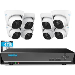 Reolink 4K Kit Videosorveglianza PoE, NVR 16CH 4TB + 8x Telecamere Esterno PoE, Rilevamento Intelligente di Uomo/Veicolo, Visione Notturna a 30m, IP67 Impermeabile, Espandibile a 16TB, RLK16-800D8