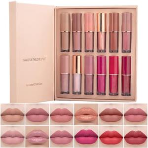 Beliky Girl Set di trucco per rossetto, pigmenti intensi, set regalo di trucco per labbra a lunga durata impermeabile (12 colori) - regali per le donne (A)