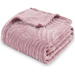 SOCHOW Uragiri Coperta Plaid in Pile di Flanella, Coperta da Letto in Peluche Leggera Super Morbida e Accogliente, Rosa Grigia 127 x 150 cm