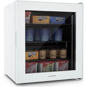 KLARSTEIN IceAge 88 - Piccolo Congelatore, 88L, Mini Freezer con Sportello in Vetro, Temperatura da 0 a -18°C, LED Interno, 3 Ripiani, Classe Energetica E, Compatto per Spazi Ridotti, Bianco