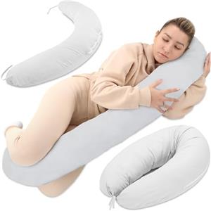 Totsy Baby Cuscino Per Allattamento Cuscino XXL Per Dormire Sul Fianco Cuscino Per Gravidanza Cuscino Di Posizionamento - Cuscino Per Gravidanza In Cotone Per Adulti - 190 cm Grigio Chiaro