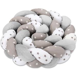 Totsy Baby Cuscino decorazione per bambini 150 cm - soffice cuscino decorativo camera dei bambini cuscino per bambini intrecciato cotone Grigio - Bianco - posizione