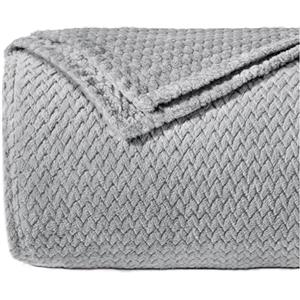 Dreamzie Coperta Pile Motivo a Spina di Pesce e Morbida al Tatto 150 x 200 cm - Grigio - Plaid Pile Divano in Microfibra 100% Poliestere 260gsm, Coperte Calde