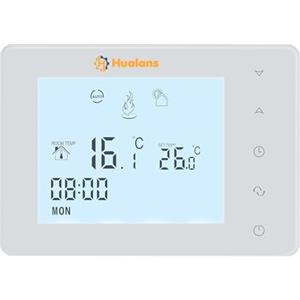 HUALANS Termostato a batteria per caldaia a gas,Termostato a batteria programmabile 2 fili da parete, Cronotermostato settimanale digitale a batteria,Termostato ambiente(Batterie escluso)