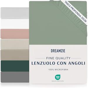 Dreamzie Coprimaterasso Matrimoniale 200x200 cm - Angoli da 35 cm per Materassi Spessi - 100% Microfibra - Verde Chiaro, Certificato Senza Prodotti Chimici (Oeko-Tex)