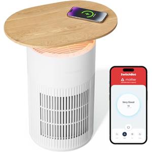 SwitchBot Purificatore D'aria Con App E Luce Notturna, CADR 400m³/h Fino A 83㎡, Filtro HEPA Rimuove 99.97% Di Muffa, Polvere, Polline, Modalità Sonno 20dB (Purificatore d'aria da tavolo)