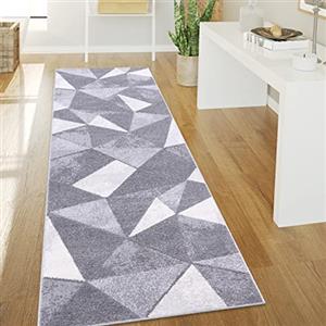 Paco Home Tappeto Salotto Pelo Corto Stile Vintage Astratto Design Moderno Geometrico Motivo Diamante, Dimensione:60x100 cm, Colore:Grigio