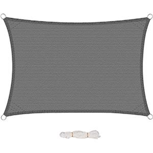 EUGAD Vela Ombreggiante 5 x 7 m, Tenda a Vela in 200 g/m² HDPE, Tende Parasole Rettangolare Protezione Solare Schermo UV, Respirante, per Giardino Terrazzo Balcone, Grigio 0189ZYF