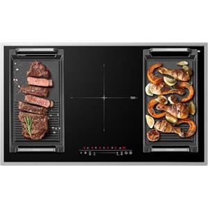 GASLAND IH905BFB Piano cottura a induzione, 90 cm, piano cottura a induzione da incasso a 5 zonas con struttura in acciaio inox, FlexInduction per BBQ, PowerBoost, 10000W (Senza padella)