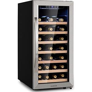 KLARSTEIN Cantinetta Vino, Cantinetta Vino Refrigerata a Zona Singola per Interno/Esterni, Frigo Bar, Cantina Vino con Vetrina, Mini Bar con Protezione UV, Frigo Vino Touch, 5-18°C, 38 Bottiglie