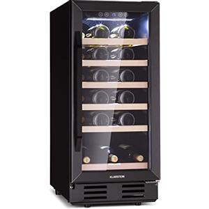 KLARSTEIN Cantinetta Vino Refrigerata a Zona Singola per Interno/Esterni, Frigo Bar, Cantina Vino con Vetrina, Mini Frigo con Protezione UV, Frigorifero Piccolo Touch Control, 5-18°C 31 Bottiglie