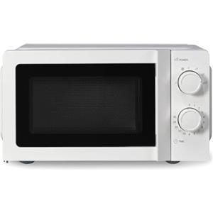 BAKAJI Forno a Microonde Elettrico Capacità 20 litri, Fornetto Potenza 700 Watt e 5 Livelli di Potenza, 8 Programmi di Cottura Selezionabili, Controllo Pulsanti e Manopola, 45 x 33,5 x 26 cm (Bianco)