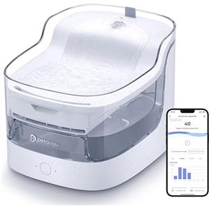 PETGUGU Fontanella per Gatti: Dispenser Acqua Gatti con Pompa Wireless, 2L Ultra-Silenzioso, Fontana per Gatti con Sensore di Movimento, Controllo Remoto App e Monitoraggio Dati, WiFi 2.4G (PF1)