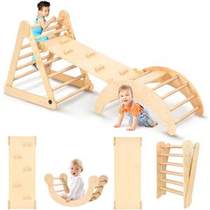 YOLEO Arrampicata per Bambini, Triangolo di Arrampicata Pieghevole con Scivolo ad Arco, Palestre Montessoriano e Arrampicata Indoor per Bambini