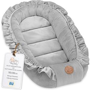 Totsy Baby Riduttore lettino neonato - 90x50 cm nido culla pod cocoonababy babynest antisoffoco per bambina e bambino baby nest per neonati Velvet Grigio