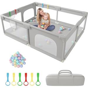 GOI Box Bambini 200 x 160cm Recinto per Bambini Extra Grande Box Neonato con Morbida Rete Traspirante, Inclusi 50 Palline, 6 Maniglie Recinto Bambini con Borsa per Riporre