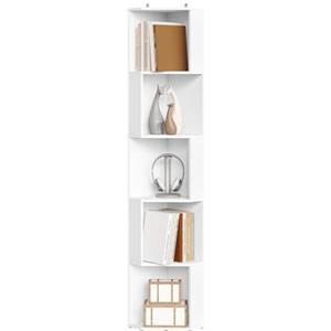 WOLTU Scaffale ad Angolo, Libreria Verticale Bianca, Scaffale Divisorio con 5 Scomparti Aperti, per Soggiorno/Studio/Camera da Letto, SK046ws