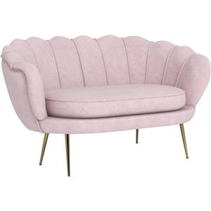 HOMCOM Divanetto 2 Posti in Tessuto Effetto Velluto con Braccioli, Divano Moderno con Seduta Imbottita per Camera da Letto e Soggiorno, 130x77x77cm, Rosa