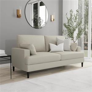 BAKAJI Divano 3 Posti Beige Imbottito Modello Positano Ergonomico con Rivestimento in Tessuto, Sofa Premium Cuscini e Imbottitura ad Altissima Densità Ergonomici e Struttura in Legno, 191 x 88 x 84 cm