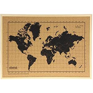 Milimetrado - Mappa del mondo grande sughero cornice naturale - Mappamondo in sughero per la parete
