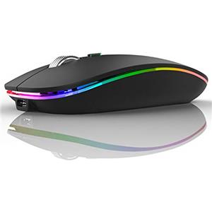 Uiosmuph G12 Mouse Wireless, 2,4 GHz con Ricevitore USB Mouse Senza Fili, DPI Regolabile LED Mouse Wireless Ergonomico for Mac/PC/Laptop/iPad - Nero Opaco