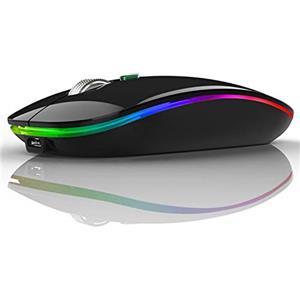 Uiosmuph Mouse senza fili Bluetooth ricaricabile portatile wireless mouse (BT 5.1 + 2.4G senza fili) mouse con 3 valori DPI per Tablet/Laptop/Windows/Android, nero