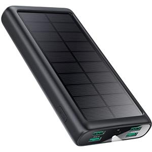 Ekrist Power Bank 20000mAh,Compatto Caricatore Portatile Solare 15W PD 3A USB C Ingressi&Uscite Powerbank Solare con Torcia LED Incorporata Batteria Esterna per iPhone Samsung Huawei Xiaomi Nintendo Switch