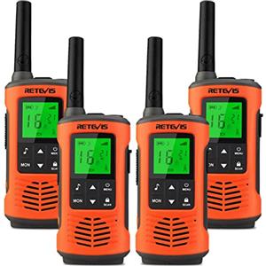 Retevis RT45P Walkie Talkie, IP67 Impermeabile, Ricaricabile,PMR 446 Senza Licenza, 16 Canali, VOX, Torcia LED, Allarme SOS, CTCSS/DCS,Walkie Talkie per Attività All'Aperto(4 pezzi)