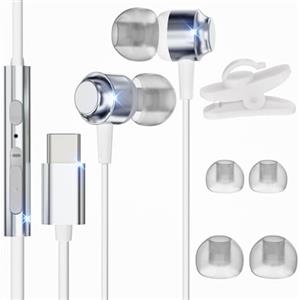 Eisreho Cuffie USB C con Microfono, Cuffie Type C per Samsung Galaxy S23 S24 S22 Ultra A53 A33 A54 5G, Hi-Fi Stereo Auricolari Tipo C In-Ear con Filo Auricolari USB C per iPhone 15 Pro Max Google Pixel 8 7