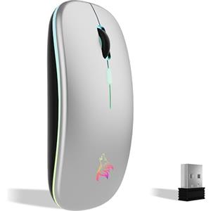 TQQ Mouse wireless ricaricabile, mouse retroilluminato a 7 colori con mini ricevitore USB da 2,4 GHz, mouse gaming, compatibile con laptop, PC, computer, Chromebook, Notebook e iPad Etc