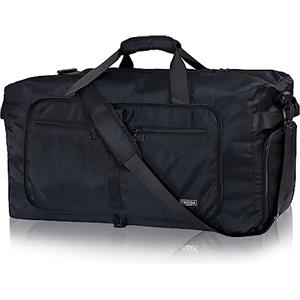 Fmeida 65L Borsone da Viaggio Unisex Adulto, Grande Borsone Palestra con Scomparto per Scarpe e Tracolla, Impermeabile Duffel Bag Borsa Sportivo, Nero