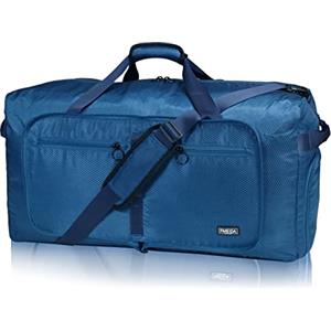 Fmeida 65L Borsone da Viaggio Unisex Adulto, Grande Borsone Palestra con Scomparto per Scarpe e Tracolla, Impermeabile Duffel Bag Borsa - Blu