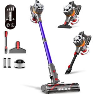 Belife BVC11 Aspirapolvere Senza Fili, 45KPa/550W, Batteria Rimovibile, Scopa Elettrica Senza Fili Potente 6 in 1 con Touchscreen LED per Pavimenti/Tappeti/Peli Animali (Viola)
