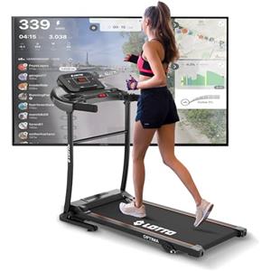 LOTTO Optima Tapis roulant elettrico pieghevole,2.75 CV,max.100kg,Bluetooth,FitShow/Kinomap/Zwift,inclinazione manuale,computer LED,velocità 1-10km/h,110x40cm,12 programmi, chiave di sicurezza