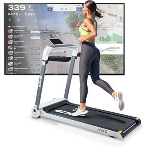 LOTTO Vivo Tapis roulant elettrico pieghevole,2.5 CV,max.120kg,Bluetooth,Spax/Kinomap/Zwift,inclinazione automatica,computer LED,1-15 km/h,121x46 cm, chiave di sicurezza