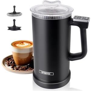 UPOHYEE Montalatte Elettrico 500W Cappuccinatore Elettrico 350ML 4 IN 1 Montalatte per Schiuma Automatico Latte con Rivestimento Antiaderente per Latte Cappuccino Macchiato Caffè Cioccolata Calda