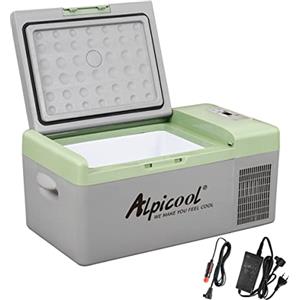 Alpicool Y16T 15 Litri Frigoriferi per Auto, Mini Frigo Portatile, Elettrico Auto Frigorifero Congelatore 12/24V DC per Viaggio -20 ℃ a 20℃