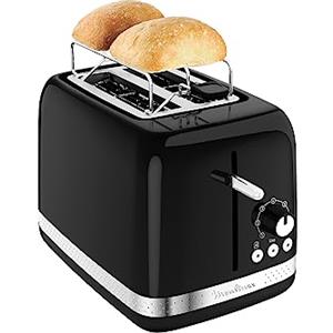 Moulinex Tostapane a 2 fessure larghe, design vintage retro, 7 livelli di doratura, riscaldamento da forno, leva di sollevamento, 3 funzioni con pulsanti retroilluminati, Sun LT301810